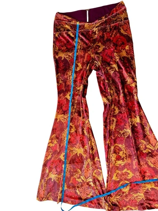 Free People Hold Me Closer Flared Bell Bottom Pant Small Velvet Flame Combo - Picture 13 of 16